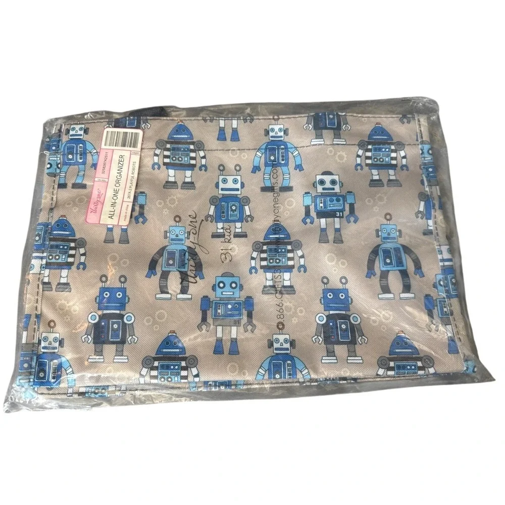 Thirty-One All-in-One Organizer Tote Bag Playful Robots‎ NEW
